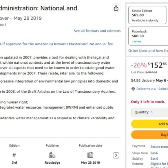 Principles of Water Law and Administration National and International HARDCOVER - Picture 2 of 2